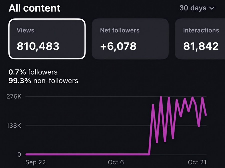 Customer insights: 810,483 views, +6,078 net followers, 81,842 interactions in 30 days