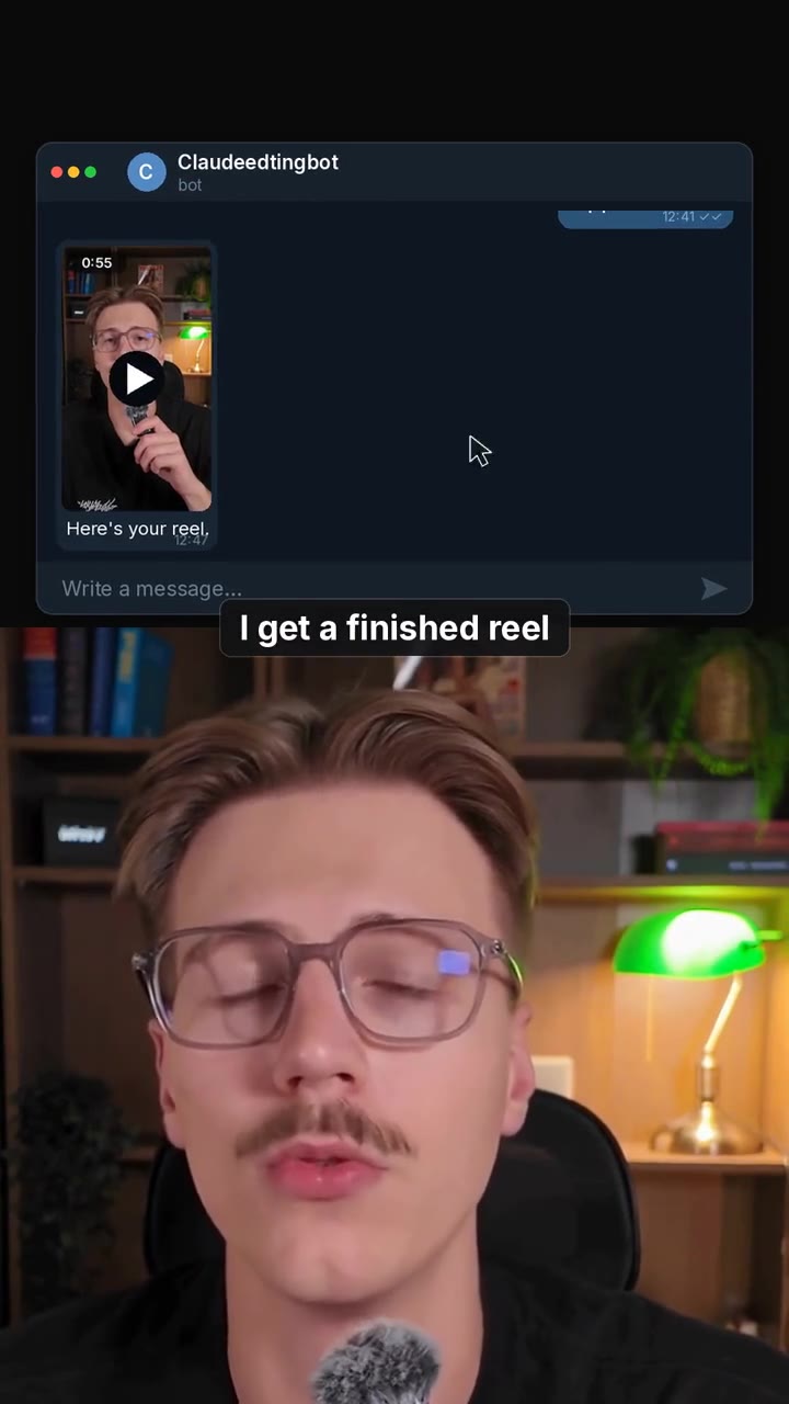 My Telegram bot sending back a finished video, edited by my Claude skill