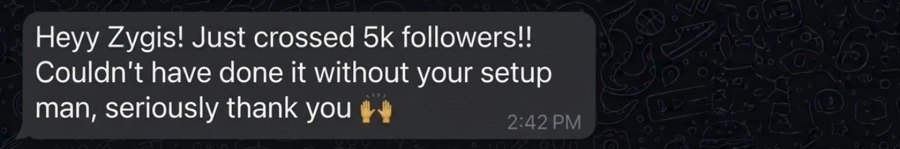 Customer message: Just crossed 5k followers! Couldn't have done it without your setup